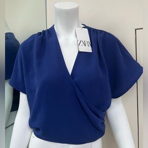 🔴🆑NEW🔴ZARA Blue Wrap TOP🔴🆑